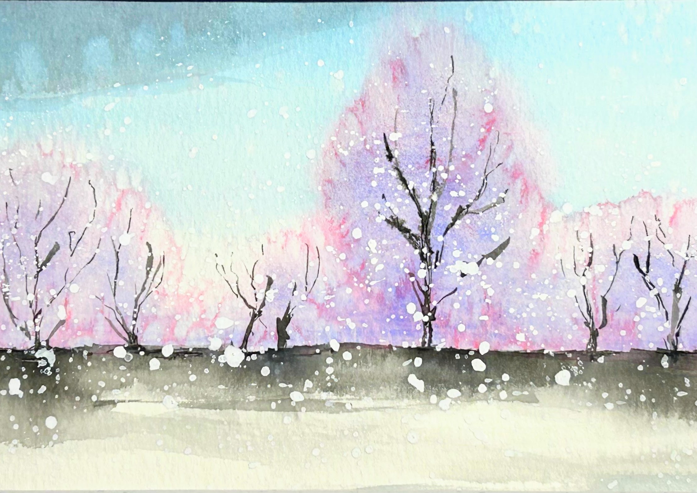 Watercolor Salted Trees - Winter Landscape with Kas Rohm: $75 (includes $10 material fee)