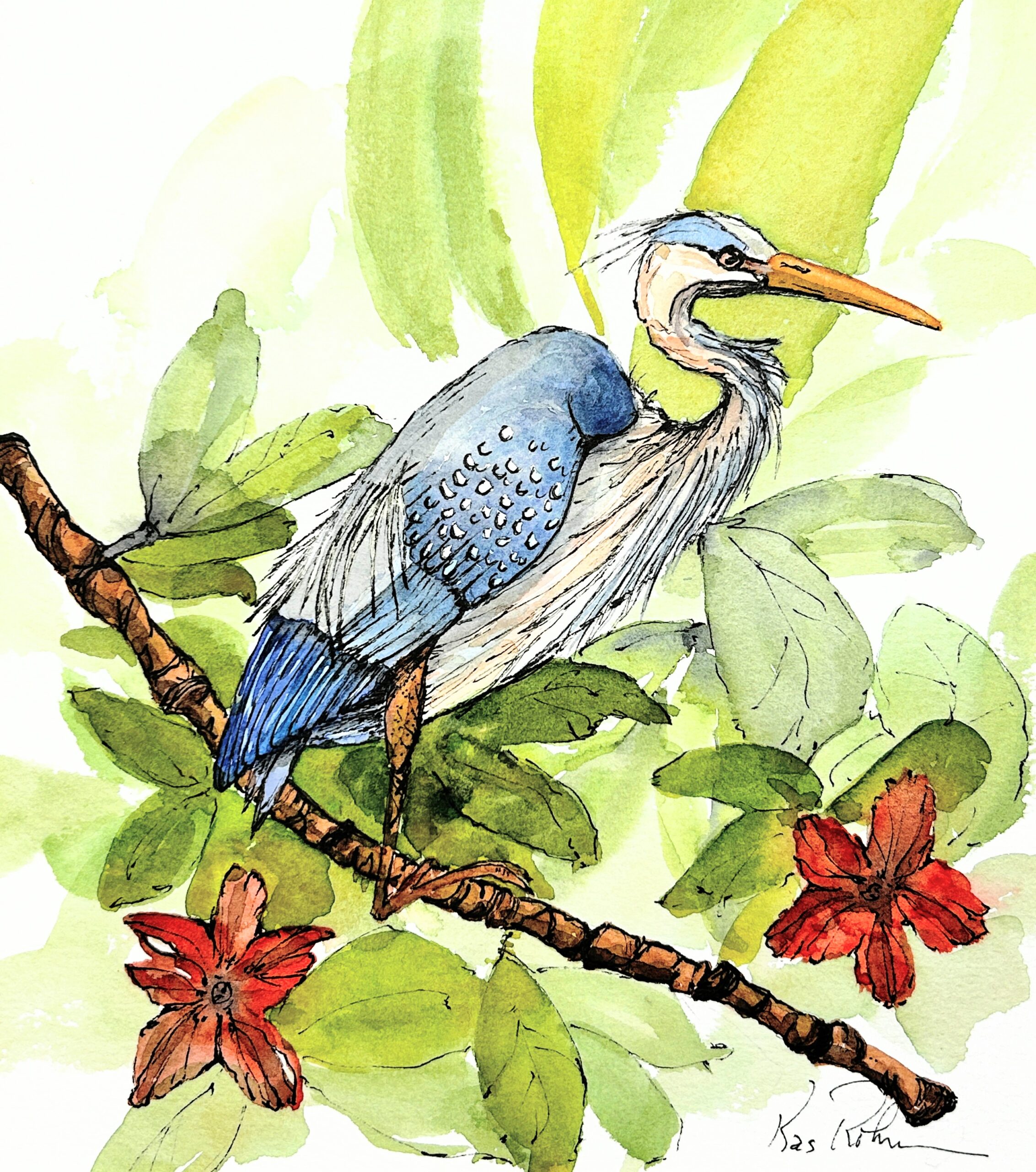 Watercolor with Kas Rohm -- Heron Study