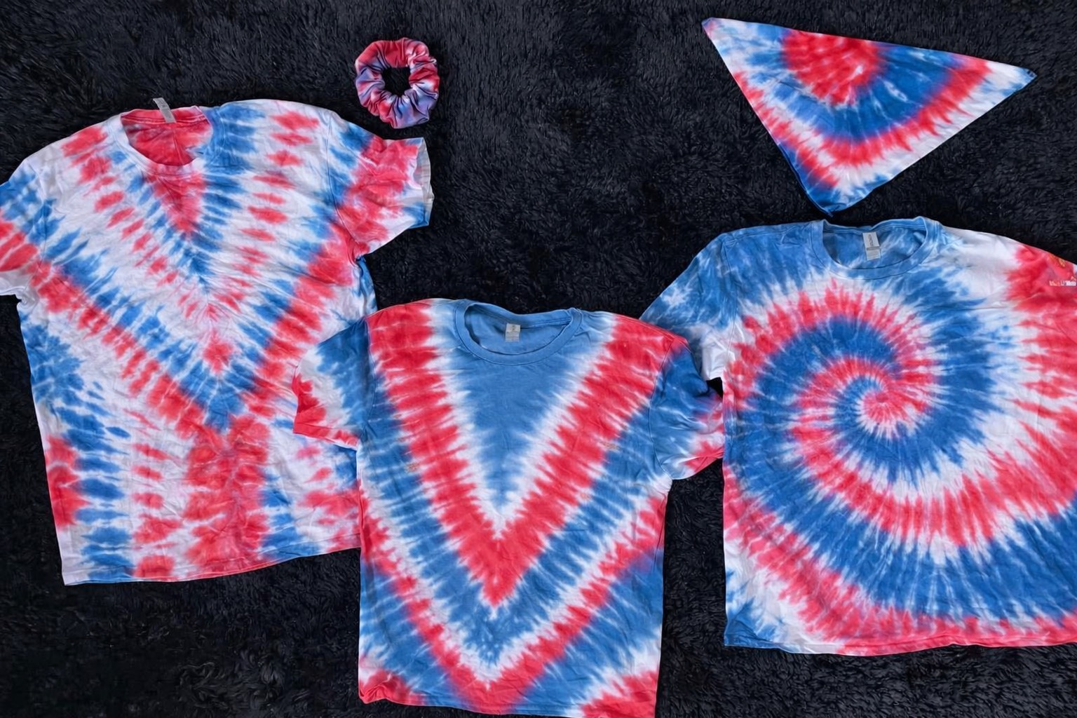 Memorial Day USA Tie Dye Tees with Matching Bandana or Scrunchie