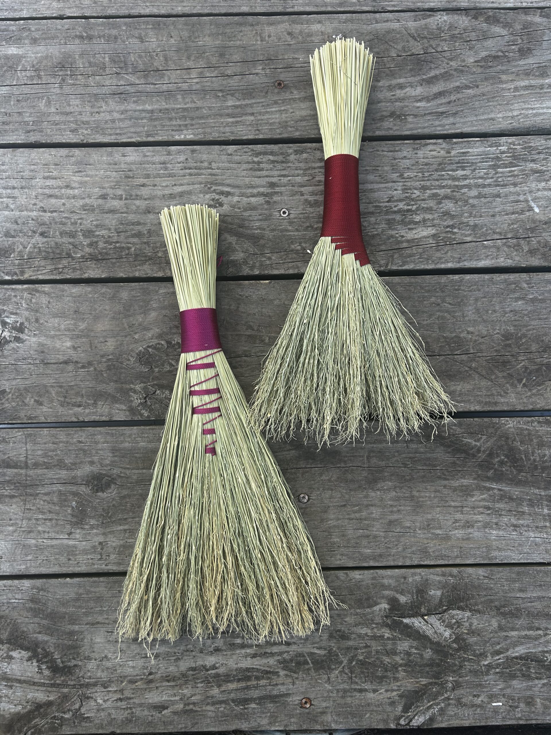 Hawk Tail Broom and Dyed Fan Whisk Broom with Brooms and Blessings