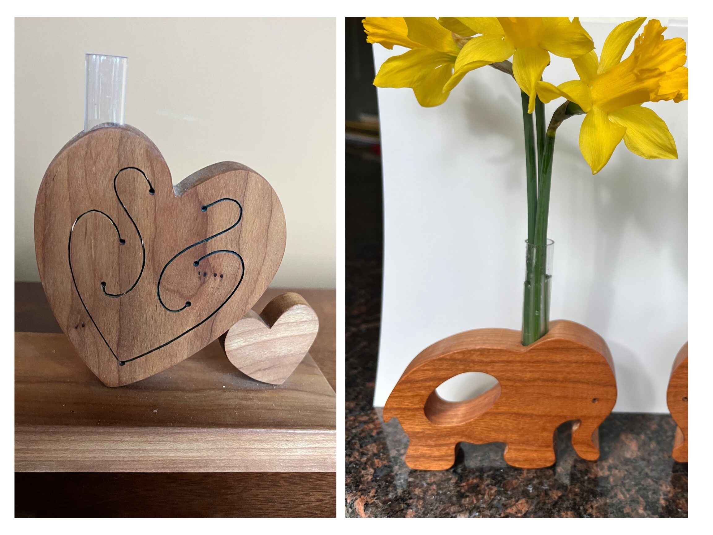 Wooden Bud Vases with Tavi Harwood